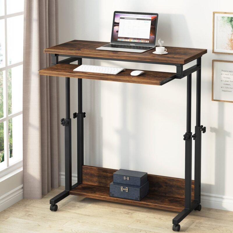 Height Adjustable Desk, Rolling Standing Portable Laptop Table