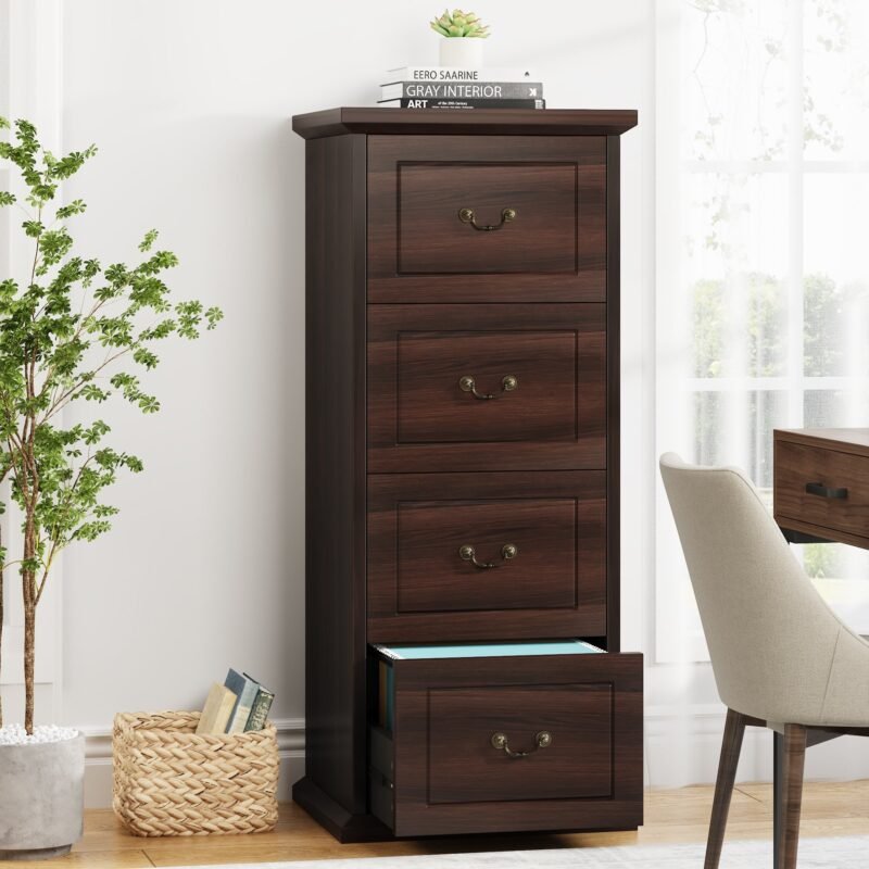 4-Drawer File Cabinet, Vertical Wood Filing Cabinet