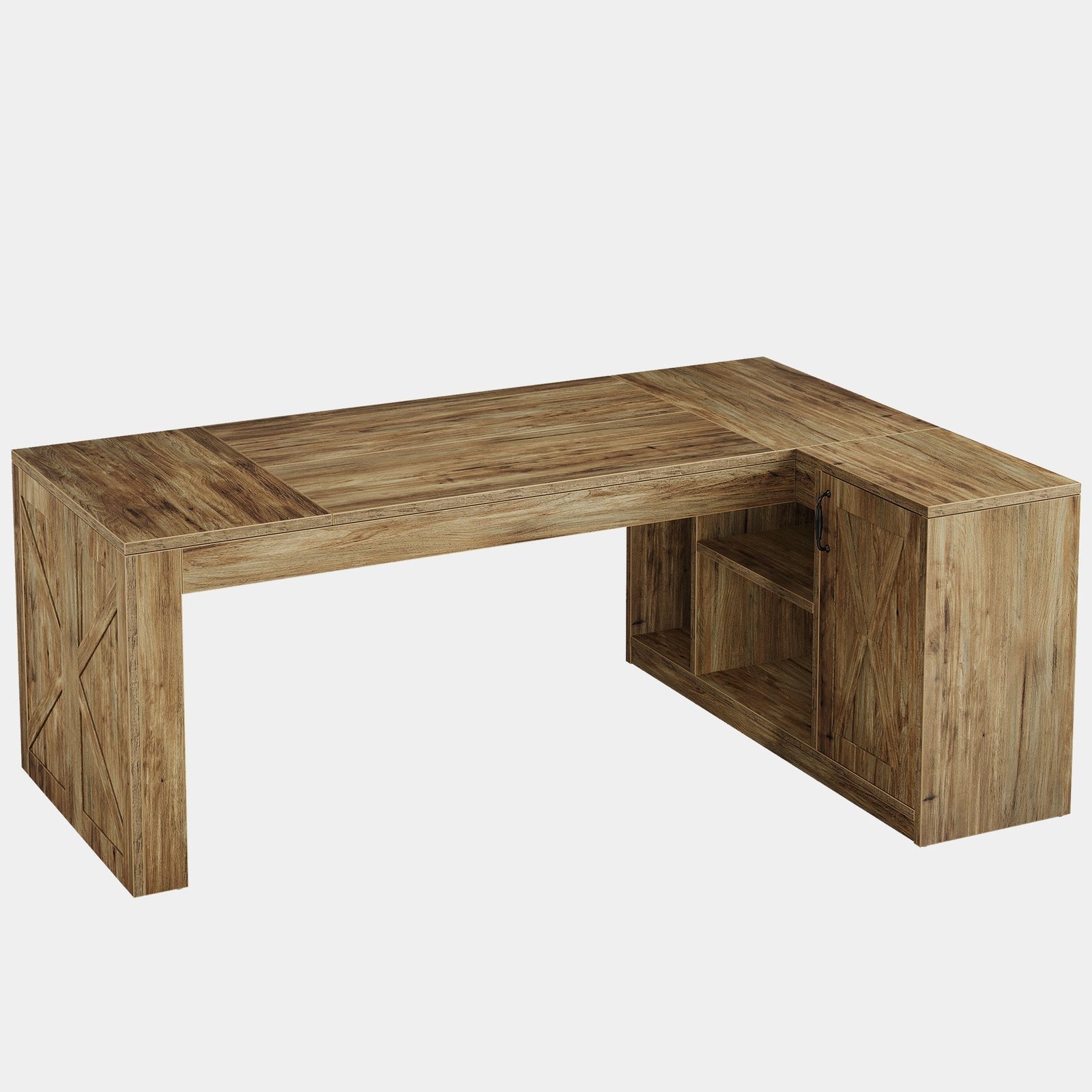 70.8" Executive Desk, L-Shaped Computer Table with Storage Cabinet