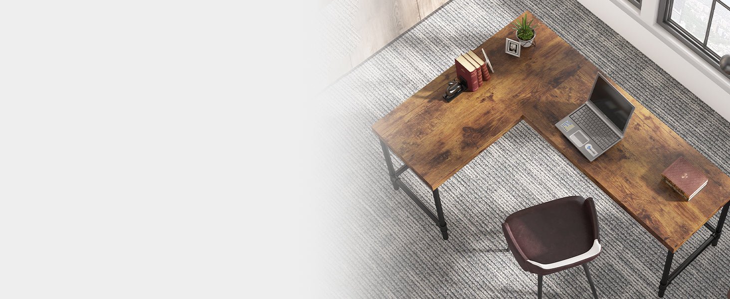 67" L-Shaped Desk, Industrial Reversible Computer Corner Desk
