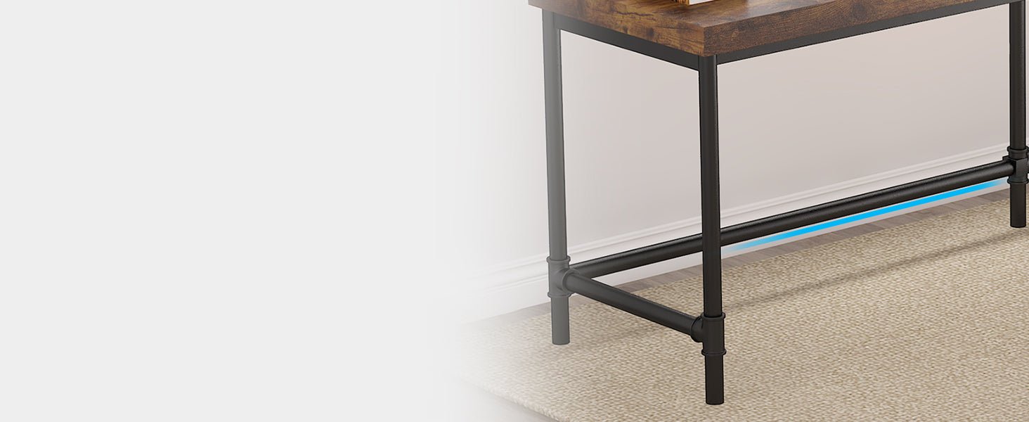 67" L-Shaped Desk, Industrial Reversible Computer Corner Desk