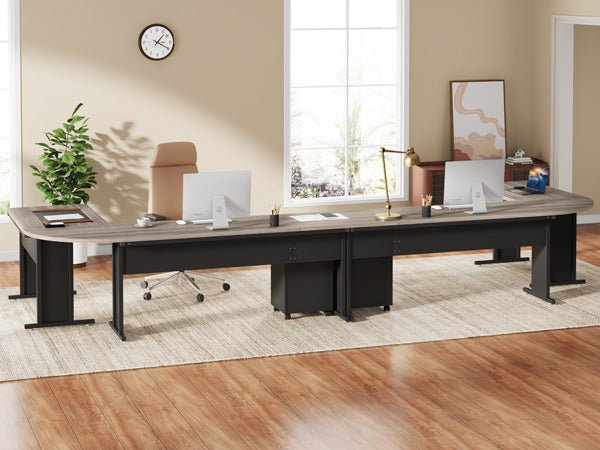 83" L-Shaped Desk, Industrial Corner Executive Desk with Mobile File Cabinet