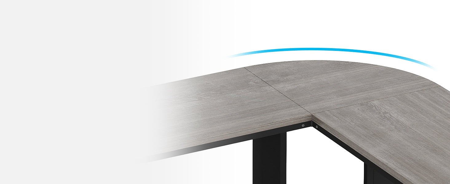 83" L-Shaped Desk, Industrial Corner Executive Desk with Mobile File Cabinet