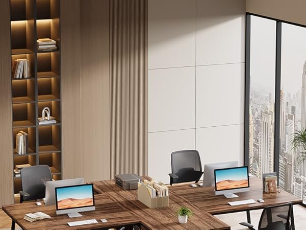 53" Reversible L-Shaped Computer Desk With 3 Drawers & Shelves